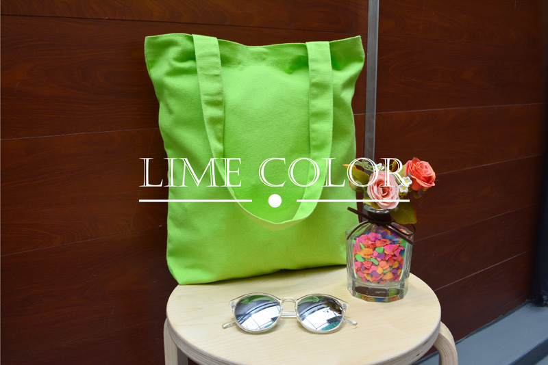 ถุงผ้าแคนวาสสีเขียวมะนาว