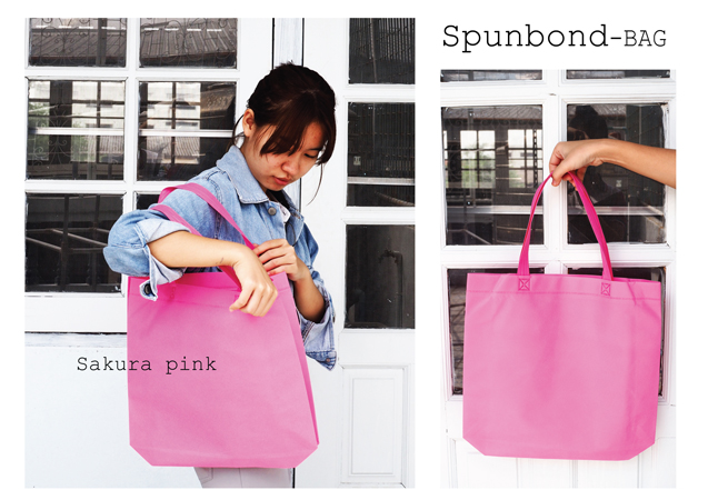 กระเป๋าผ้าสปันบอนด์ สีชมพู