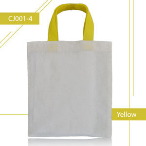 ถุงผ้าดิบใบเล็ก หูสีเหลือง ถุงผ้าดิบใบเล็ก หูสีเหลือง